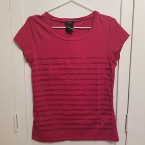 Ann Tylor Raspberry Pink sequine T shirt S